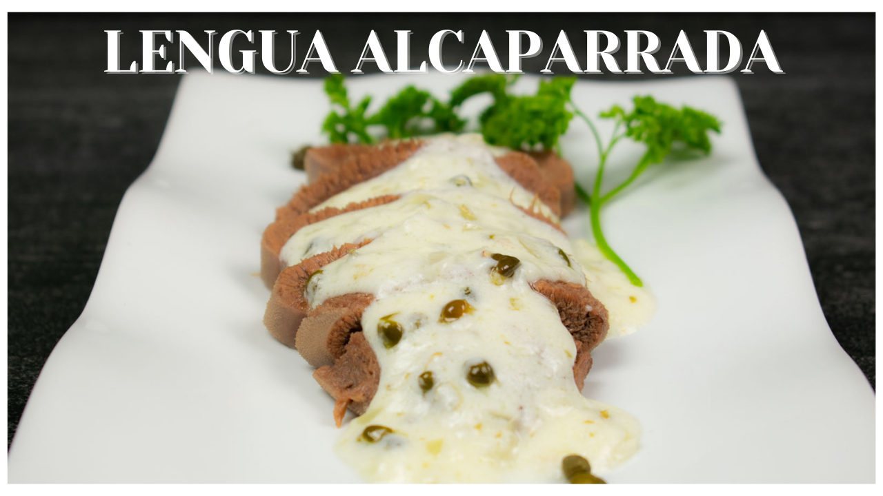 Lengua de Res cubierta con salsa cremosa y Alcaparras. Encuentra la receta completa en www.AlmaySazon.com